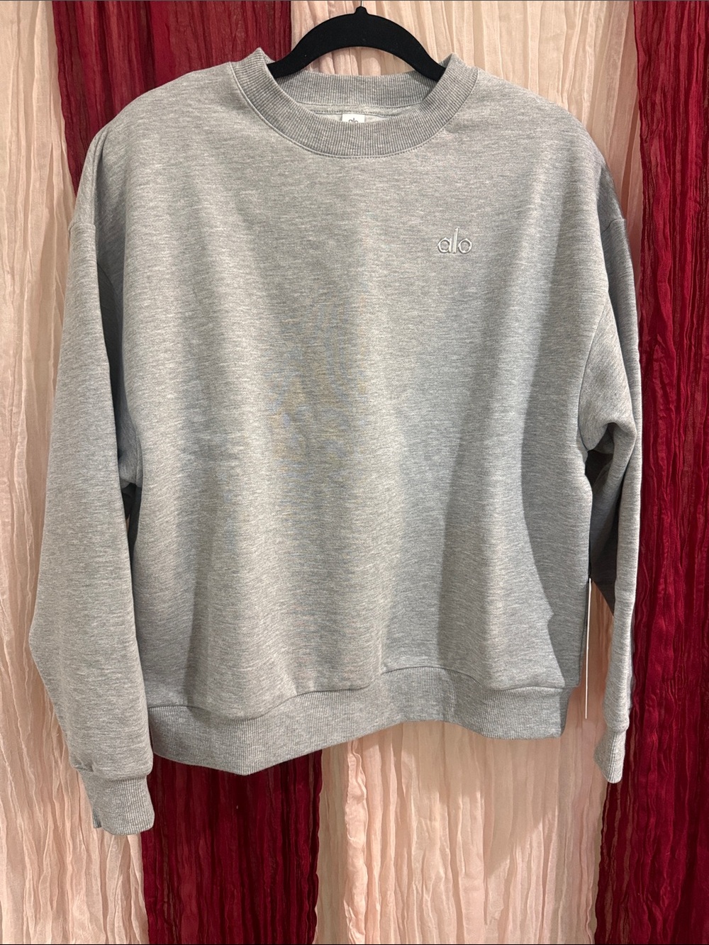 ALO Yoga Gray Crewneck Sweatshirt with Silver Logo